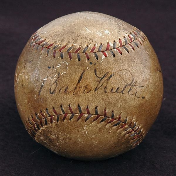 NY Yankees, Giants & Mets - Circa 1927 Babe Ruth and Lou Gehrig Signed Baseball