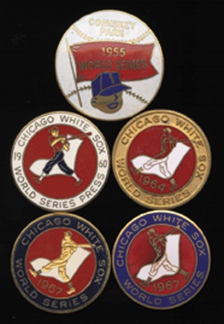 Baseball Pins - 1950's-60's Chicago White Sox World Series Phantom Press Pin Collection (5)