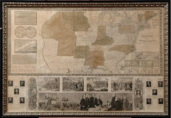 Rock And Pop Culture - Circa 1846 United States Map Ensign's Engravers