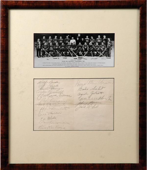 Hockey Memorabilia - 1936-1937 Montreal Canadiens Team Photo and Signatures