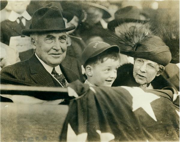Presidential Baseball - Warren G. Harding at Baseball Game with Son Wearing “Babe Ruth” Cap by Carl T. Thoner