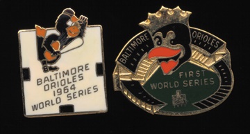 Baseball Pins - 1964 Baltimore Orioles World Series Phantom Press Pin Collection (2)
