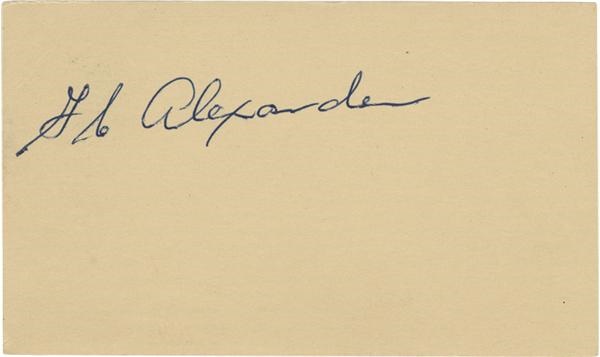 Grover Cleveland Alexander Signed Government Postcard