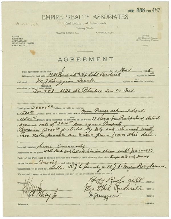 - 1925 Miller Huggins Signed Document