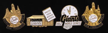 - 1950's-60's New York/San Francisco Giants World Series Phantom Press Pin Collection (4)
