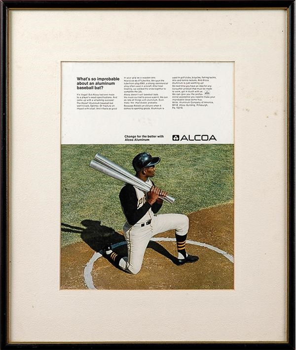 Clemente and Pittsburgh Pirates - Roberto Clemente Alcoa Aluminum Advertising Display for Fantasy Bats