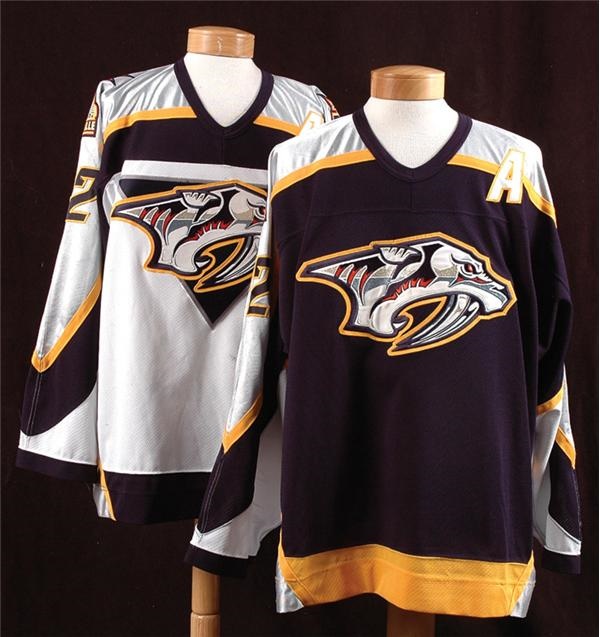 Hockey Equipment - 2001-02 Greg Johnson Nashville Predators Home & Road Game Worn Jerseys
