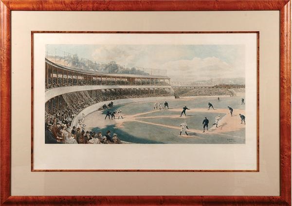 19th Century Baseball - 1894 Temple Cup Handcolored Steel Engraving By Hy Sandham (33"x49")