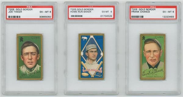 - Collection of T205 Gold Borders All Hall of Famers & All PSA 6 EX-MT (3)