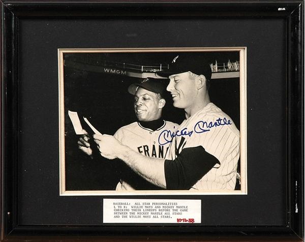 Lot Detail - Mickey Mantle Signed 1950s Vintage Wire Photo With