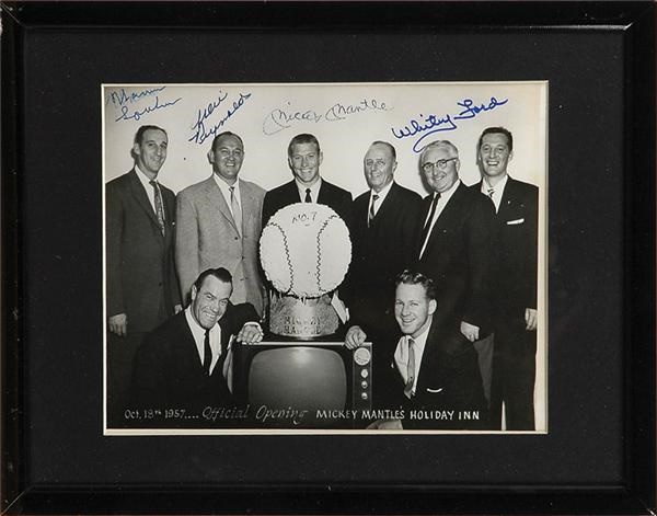 Mickey Mantle's Holiday Inn - 10/18/1957 Mickey Mantle Signed "Official Opening, Mickey Mantle's Holiday Inn" Original Photo