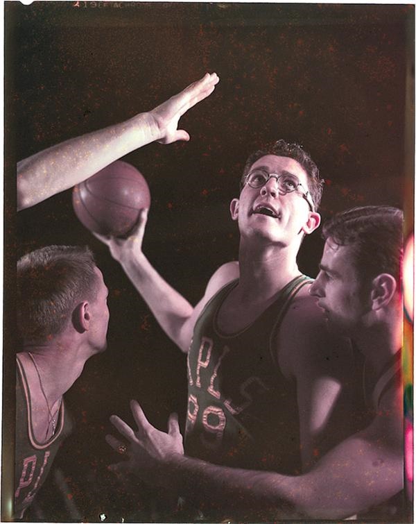 - George Mikan Minneapolis Lakers Color Negative by Ozzie Sweet