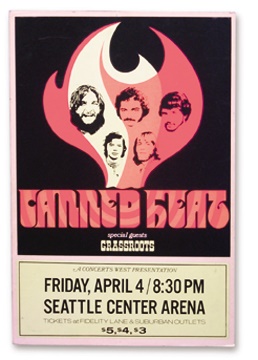 Concerts - 1969 Canned Heat & Grass Roots Cardboard Concert Poster (15x22.5")