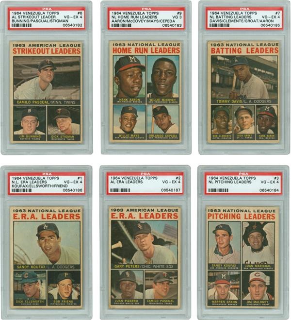 Collection of 1964 Venezuela Topps Leader Cards PSA Graded (6)