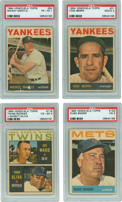 Baseball and Trading Cards - Collection of 1964 Venezuela Topps All PSA Graded With Mantle (4)
