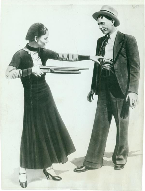 Rock And Pop Culture - Bonnie And Clyde Reinacting One Of Their Criminal Exploits