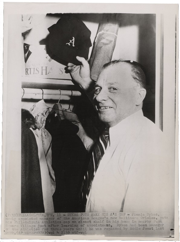 Baseball Memorabilia - Jimmy Dykes 1st Manager of the Baltimore Orioles Collection (6 photos)