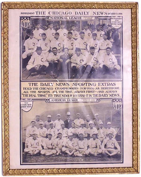 Baseball Memorabilia - 1906 Chicago Cubs / White Sox Framed Display