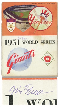 Jim Thorpe - 1951 World Series Program Signed by Jim Thorpe