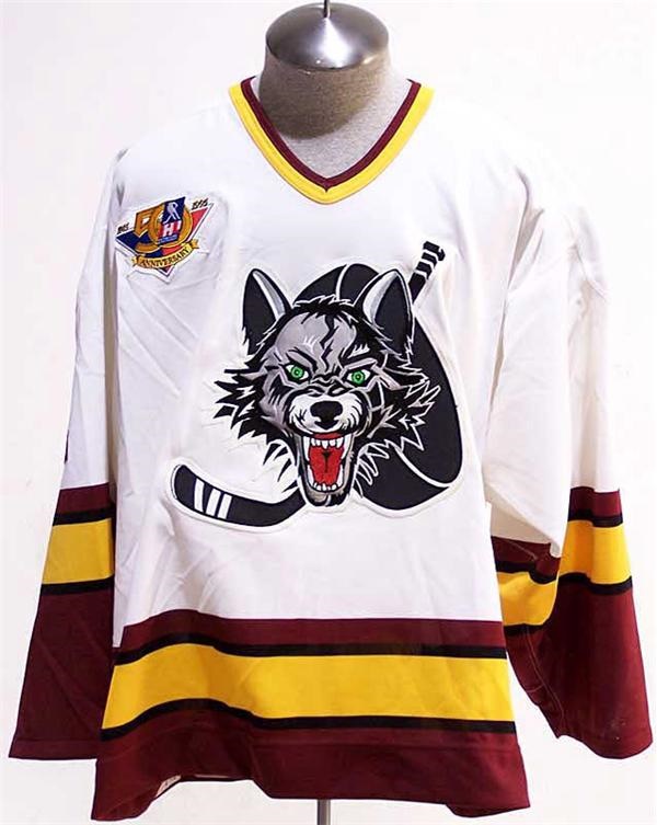 Game Used Hockey - 1995 Wendell Young Chicago Wolves IHL Game Used Hockey Jersey