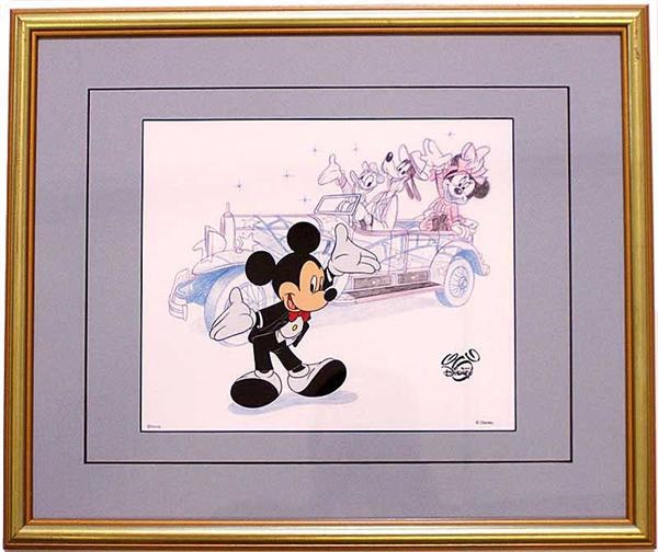 - Art of Disney Cartoon Print with Mickey Mouse, Minnie Mouse, Donald Duck & 
Goofy
