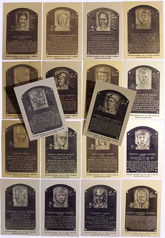 Cards BAseball Post 1930 - 1981 Baseball Hall of Fame Metallic Plaque Near Set
