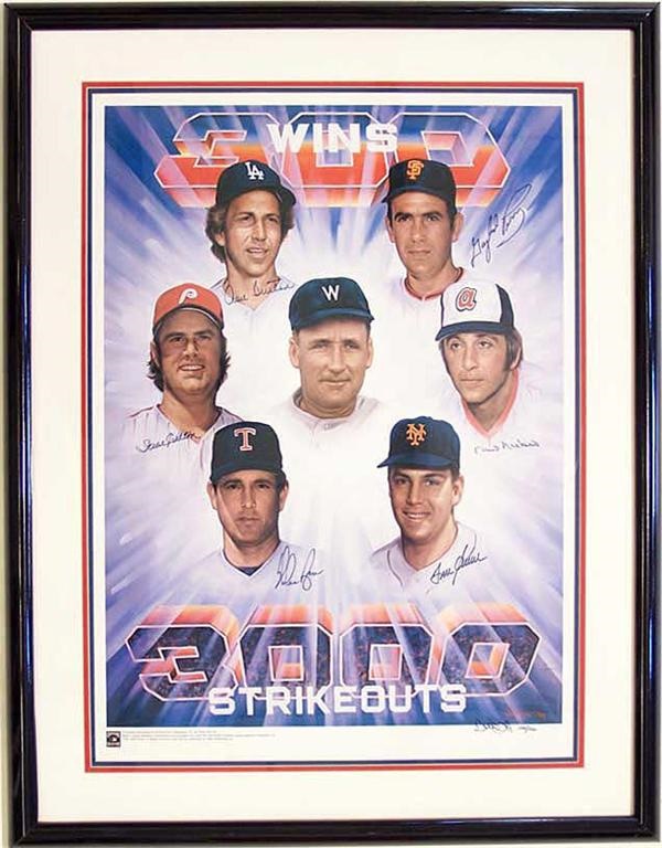 Autographs Baseball - 300 Wins / 3000 Strikeouts Baseball Signed Poster