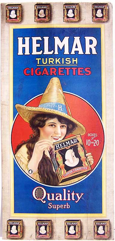 Cards Baseball Pre 1930 - Vintage Helmar Turkish Cigarettes Tobacco Sign