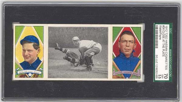Cards Baseball Pre 1930 - 1912 T202 Triple Folder Tobacco Card Ed Walsh / Payne SGC 70 EX+ 5.5