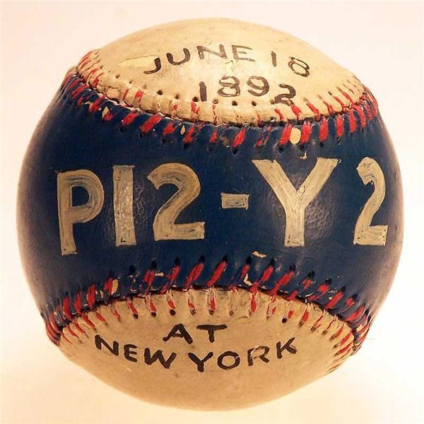 Baseball Memorabilia - 1892 Yale vs University of Pennsylvania Painted Baseball Trophy Ball.