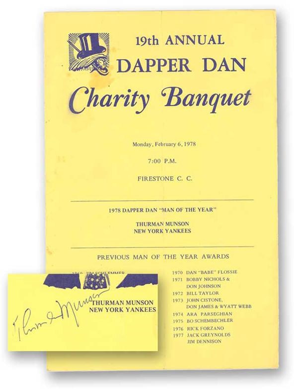 Autographs Baseball - Thurman Munson Signed Dapper Dan Program