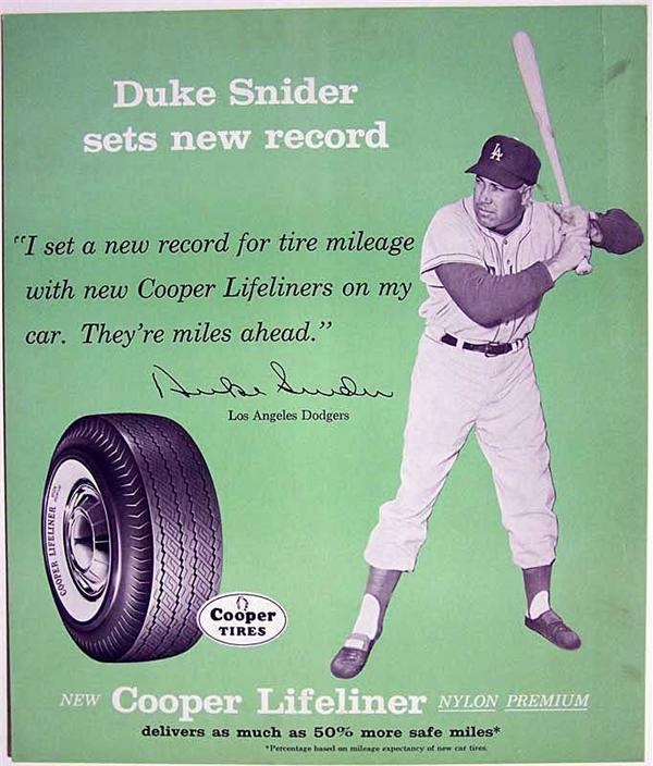 Baseball Memorabilia - 1960s Duke Snider Cooper Tires Baseball Advertising