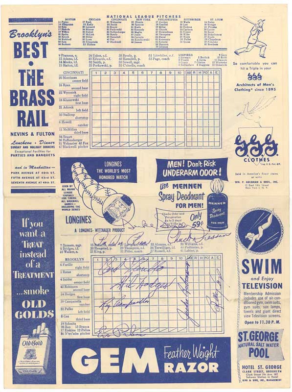 - 1951 Brooklyn Dodgers Team Signed Scorecard