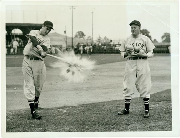 Baseball Memorabilia - Ted Williams Bats a Grapefruit Baseball Photo (1940)