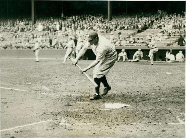Baseball Memorabilia - The Home Run King Babe Ruth Practices Bunting (1928)
