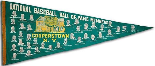 Baseball Memorabilia - 1950s National Baseball Hall Of Fame Members Pennant