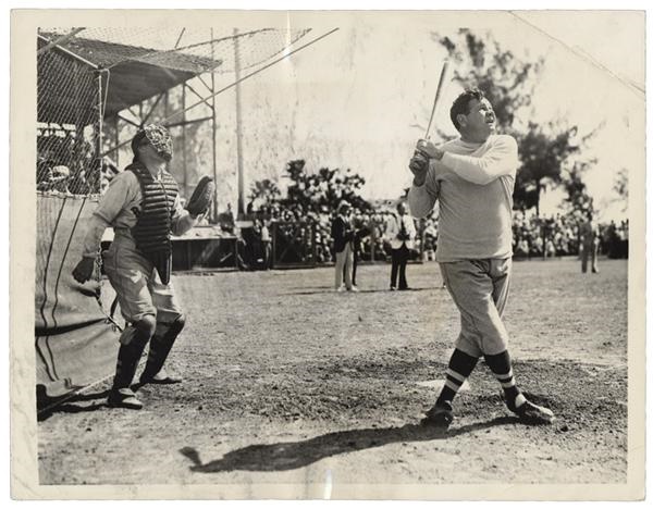 Baseball Memorabilia - The Babe at Bat for the Braves (1935)