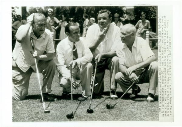 Baseball Memorabilia - Three Baseball Immortals Meet for Golf (1941) Wire Photo