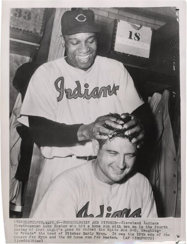 Baseball Memorabilia - Cleveland Indian Baseball's Early Wynn & Luke Easter Wire Photo(1952)