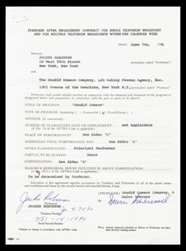Jackie Robinson - Jackie Robinson Candid Camera Signed Contract & Rider