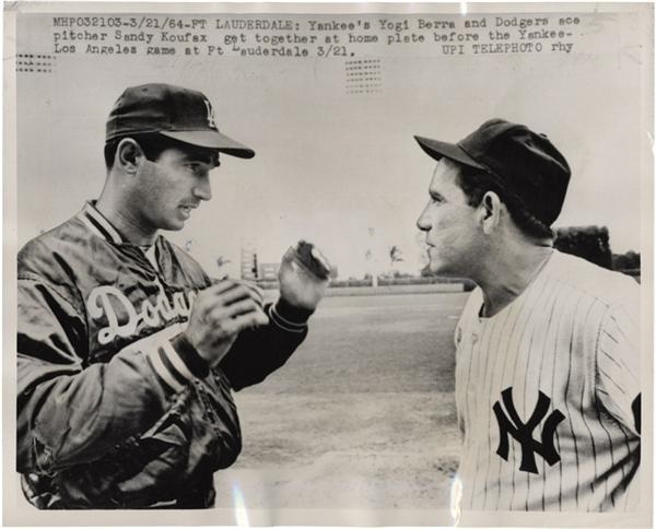 Baseball Memorabilia - Koufax & Berra Baseball Wire Photo(1964)