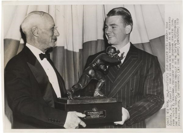 Football's Heisman Winner Nile Kinnick Jr. & Walter P. Holcombe Wire Photo(1939)