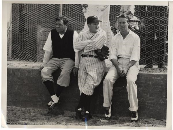 Baseball Memorabilia - Yank Baseball Legend Ruth Oversee First Practice Of 1932 News Service Photo