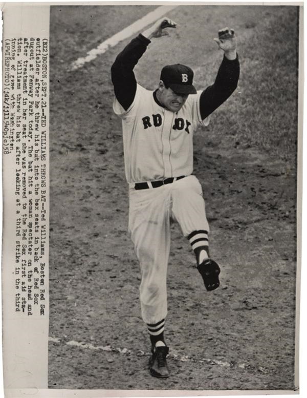 Baseball Memorabilia - Ted Williams Throws Bat (1958)