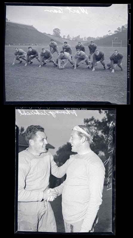 Memorabilia Football - 1940 "West" College Football All Stars with Bulldog Turner (4 original negatives)