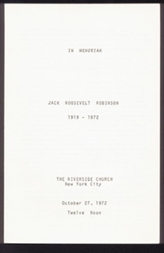 Jackie Robinson - Jackie Robinson Funeral Program