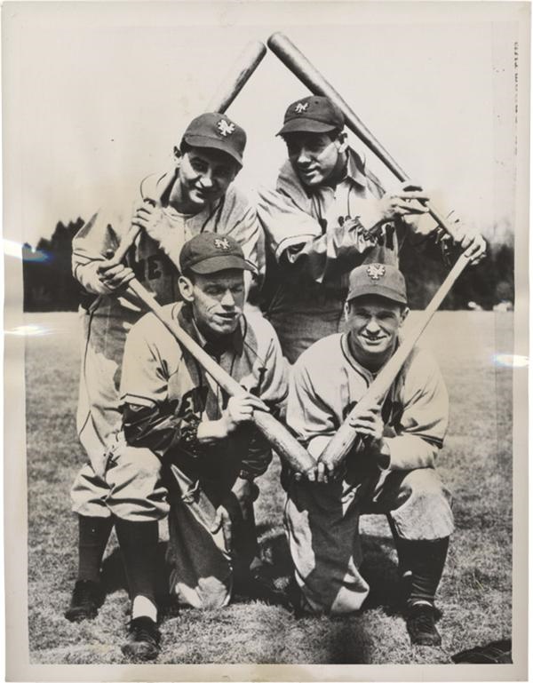 Baseball Memorabilia - Jewish Baseball Player Phil Weintraub News Service Photo Lot (2 )