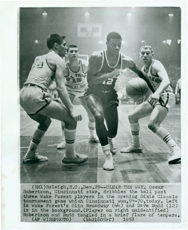 Memorabilia Other - "Big O" Oscar Robertson in Basketball's Dixie Classic Wire Photo(1958)