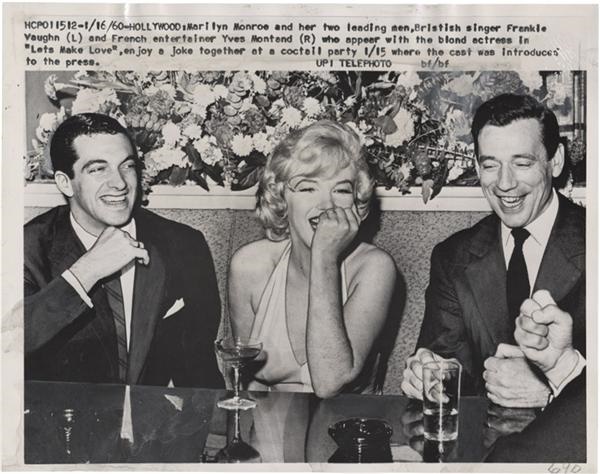 Rock And Pop Culture - Marilyn Monroe and Yves Montand Wire Photo Lot (3)