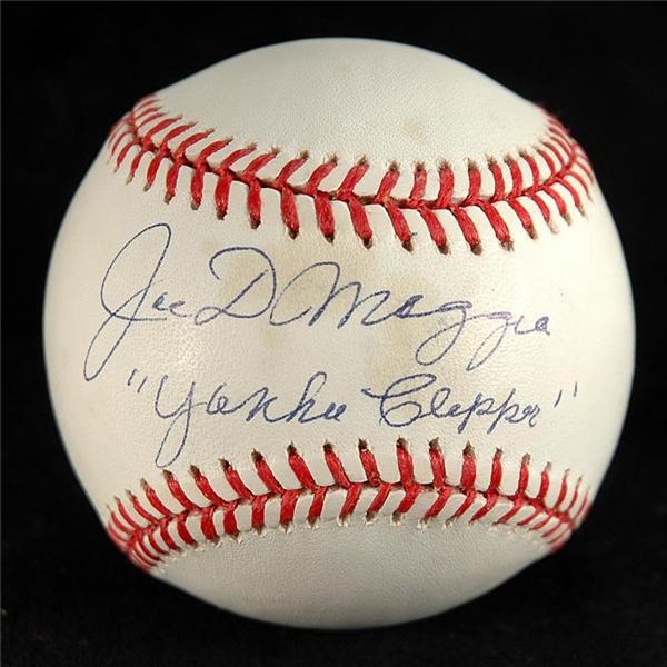 Autographs Baseball - Joe DiMaggio "Yankee Clipper" Single Signed Baseball with Engelberg LOA
